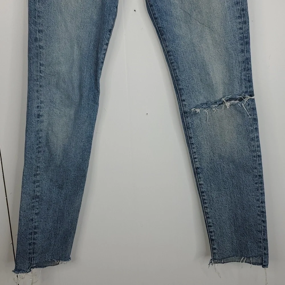 We The Free Skinny Jeans Ripped Knee Raw Hem High Rise Ankle Button Fly Women 26